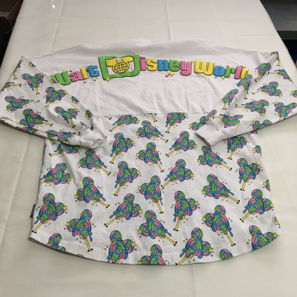 Walt Disney World Spirit Jersey Medium White Mickey Lollipop Long Sleeve T-Shirt
